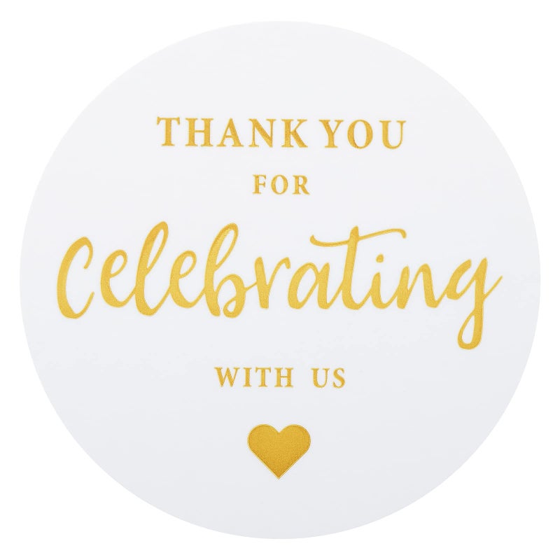 G2PLUS Thank You for Celebrating with Us Stickers 60PCS 2 Inch Round Thank You Sticker Labels for Invitation Envelopes for Wedding  Birthday Baby Shower  Party Favor (Gold) - Image 1